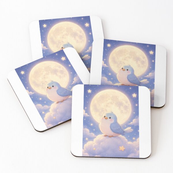 Item preview, Dreamy Moon Bird Kawaii Pastel Cartoon Illustration designed and sold by LunaMochi.