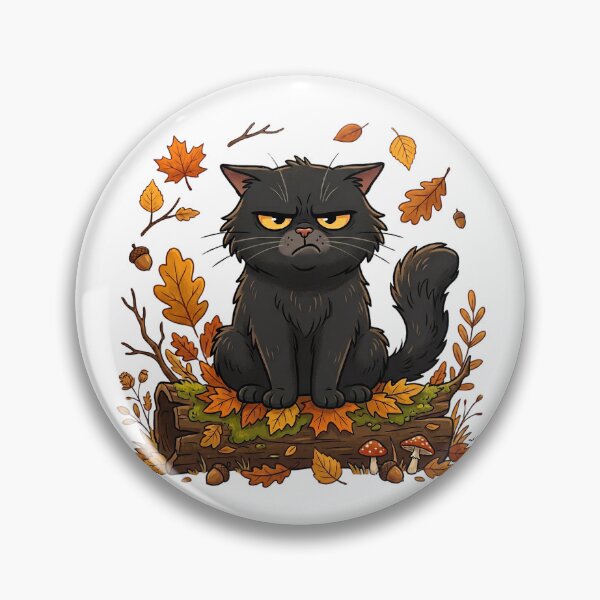 Item preview, Moody Autumn Black Cat - Cute Cat - Cozy Fall designed and sold by VibranPalette.