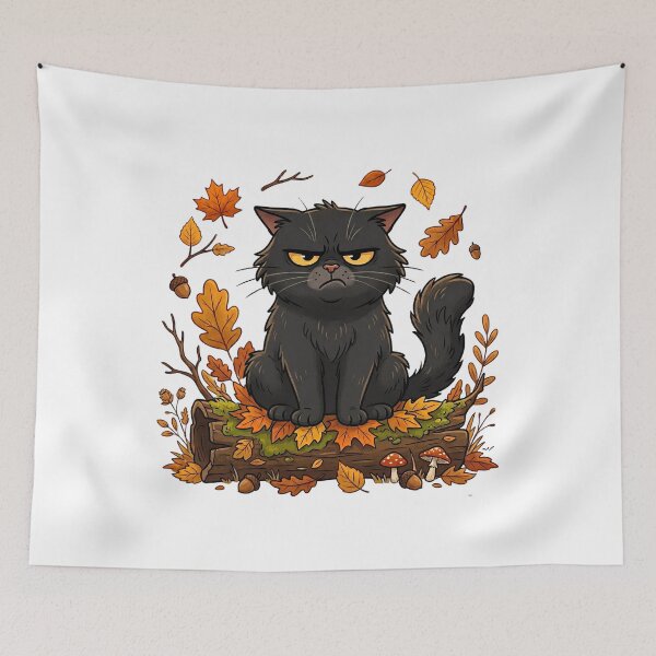 Item preview, Moody Autumn Black Cat - Cute Cat - Cozy Fall designed and sold by VibranPalette.