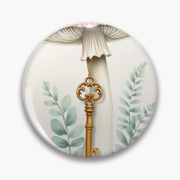 Item preview, Watercolor Mushroom with Hanging Vintage Key designed and sold by Vida e Arte.