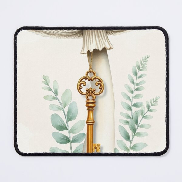 Item preview, Watercolor Mushroom with Hanging Vintage Key designed and sold by Vida e Arte.