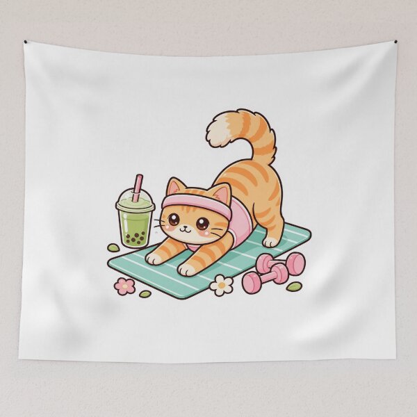 Item preview, Cute Yoga Cat Kawaii Kitten Fitness Gym Workout designed and sold by Digistore1221.