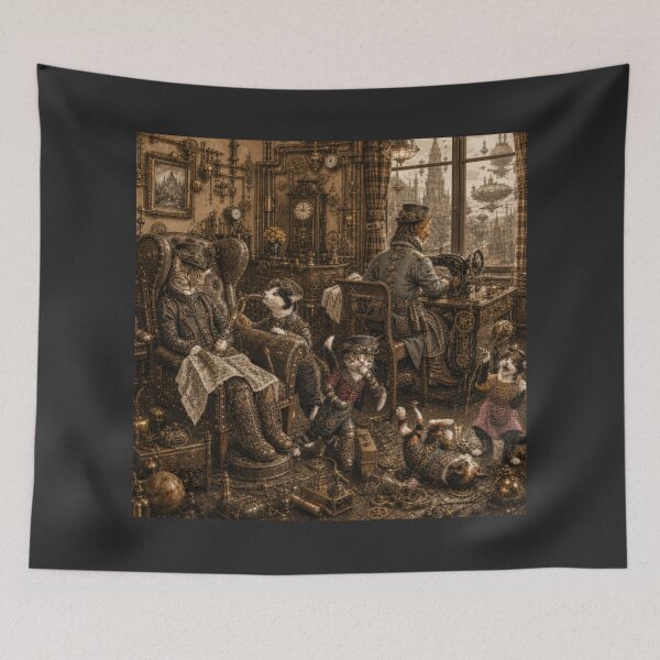Item preview, STEAMPUNK FAMILY SCENE, SMOKING GRANDPA'S PIPE, ONE HIT WONDERS! designed and sold by V3GFX.