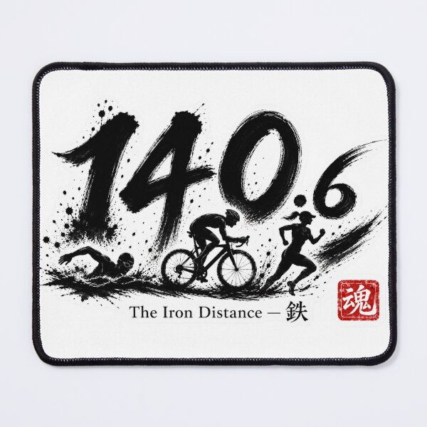 Item preview, 140.6 The Iron Distance – Japanese Sumi-e Triathlon Swim Bike Run art designed and sold by Locker39.