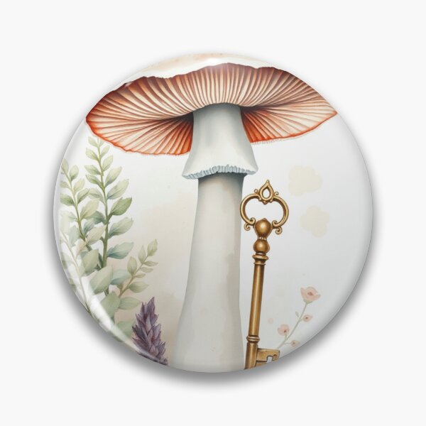 Item preview, Watercolor Mushroom with Vintage Key and Lavender designed and sold by Vida e Arte.