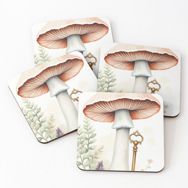 Item preview, Watercolor Mushroom with Vintage Key and Lavender designed and sold by Vida e Arte.