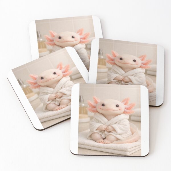 Item preview, Cozy Bathrobe Albino Axolotl designed and sold by Sillytoe.