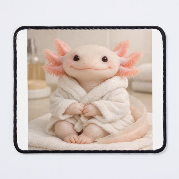 Item preview, Cozy Bathrobe Albino Axolotl designed and sold by Sillytoe.