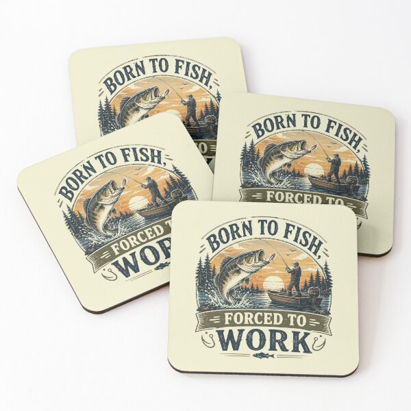 Item preview, Born to Fish, Forced to Work Vintage Fishing Club Retro Bass Fisherman Design designed and sold by RJACreative.
