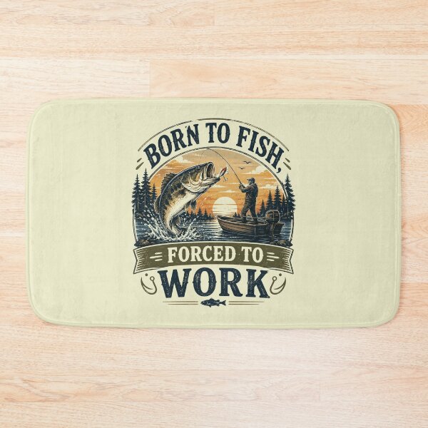 Item preview, Born to Fish, Forced to Work Vintage Fishing Club Retro Bass Fisherman Design designed and sold by RJACreative.