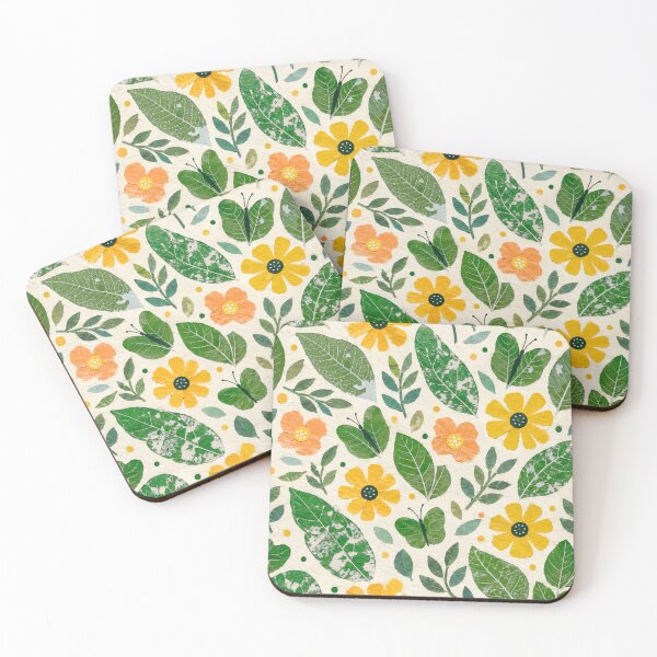 Item preview, Copy of Whimsical Botanical Butterfly Pattern, Colorful Floral Leaf Collage Seamless Nature Design, Children’s Book Style Garden Print designed and sold by SWSandraWechner.