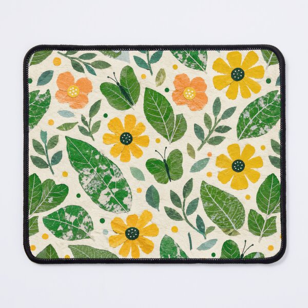 Item preview, Copy of Whimsical Botanical Butterfly Pattern, Colorful Floral Leaf Collage Seamless Nature Design, Children’s Book Style Garden Print designed and sold by SWSandraWechner.
