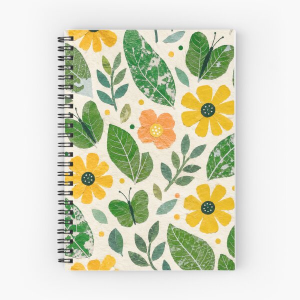 Item preview, Copy of Whimsical Botanical Butterfly Pattern, Colorful Floral Leaf Collage Seamless Nature Design, Children’s Book Style Garden Print designed and sold by SWSandraWechner.