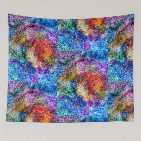 Item preview, Colorful Abstract Design Intricate Floral Combining Two Art Pieces  designed and sold by Whispering Grace Studio.