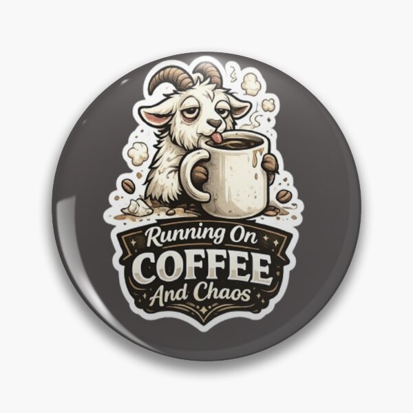 Item preview, Running on Coffee and Chaos Goat Sticker designed and sold by GRYFFWEAR.