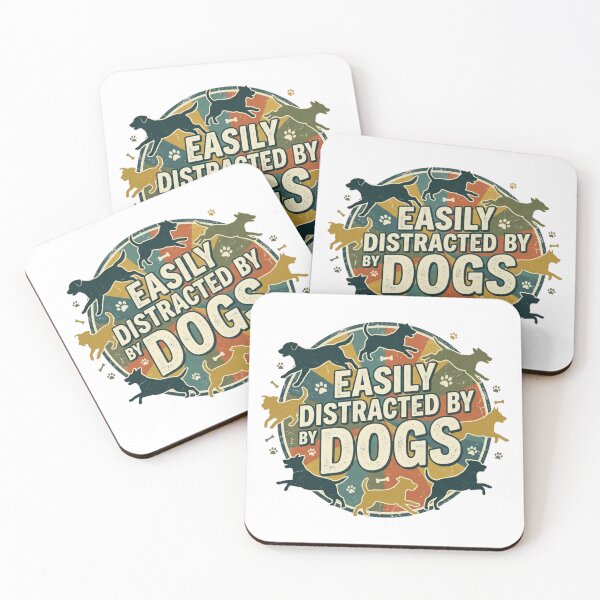 Item preview, Funny Easily Distracted By Dogs Retro Vintage Dog Lover Gift T-Shirt designed and sold by Meharshop.