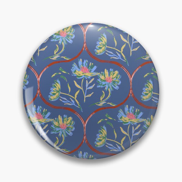 Item preview, Garden Gate Dahlia Daisy Ogee Blue designed and sold by Dally-Dabble.