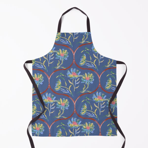 Item preview, Garden Gate Dahlia Daisy Ogee Blue designed and sold by Dally-Dabble.