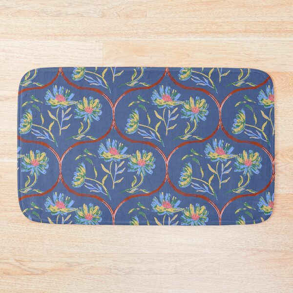 Item preview, Garden Gate Dahlia Daisy Ogee Blue designed and sold by Dally-Dabble.