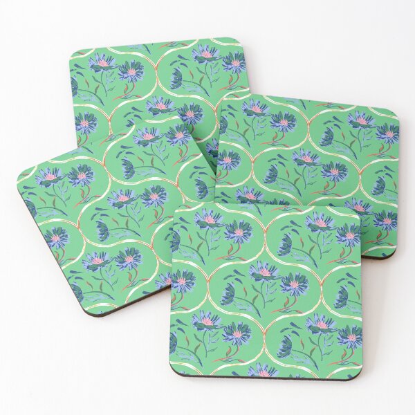 Item preview, Garden Gate Dahlia Daisy Ogee Green designed and sold by Dally-Dabble.