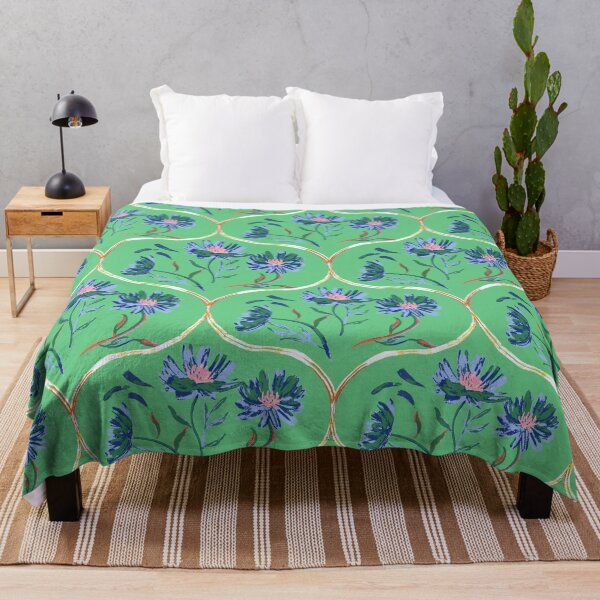 Item preview, Garden Gate Dahlia Daisy Ogee Green designed and sold by Dally-Dabble.