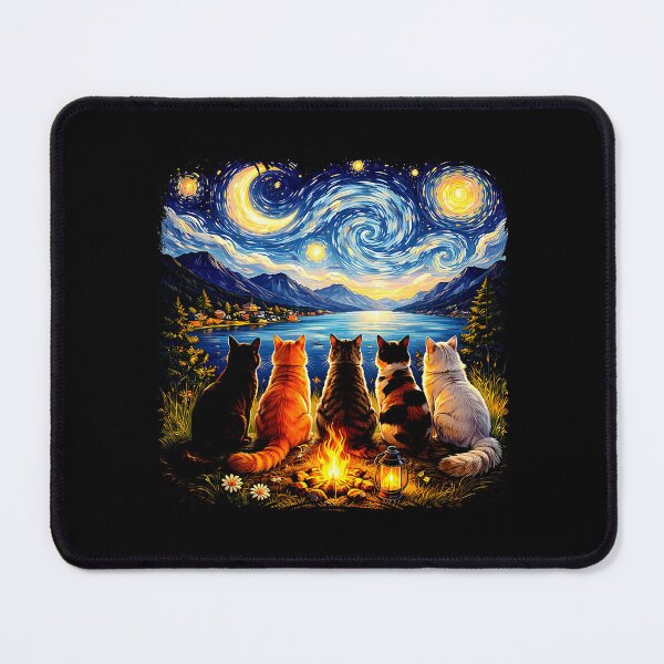 Item preview, Funny Cat Starry Night Van Gogh Cats Campfire Nature Outdoor  designed and sold by Littermin.