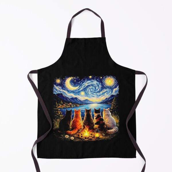 Item preview, Funny Cat Starry Night Van Gogh Cats Campfire Nature Outdoor designed and sold by Littermin.