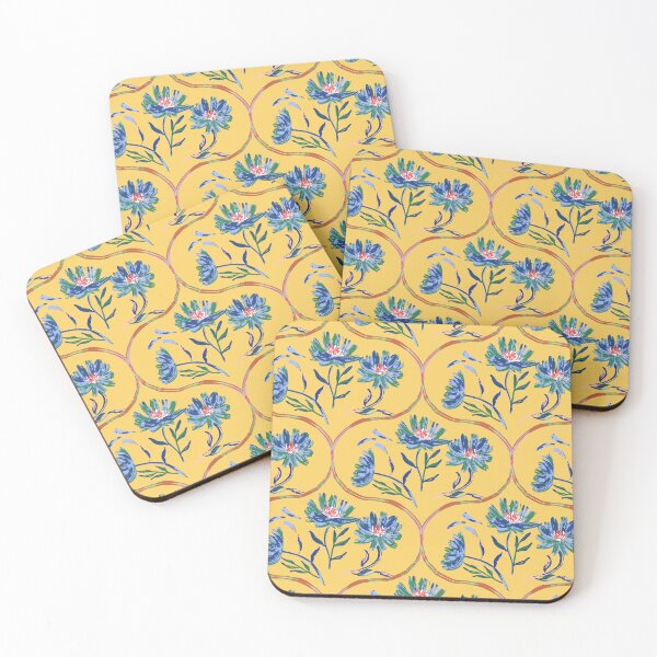 Item preview, Garden Gate Dahlia Daisy Ogee Yellow designed and sold by Dally-Dabble.