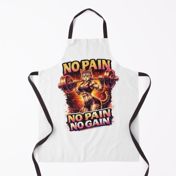 Item preview, No Pain No Gain Cute Gym Cat Weightlifting designed and sold by Digistore1221.