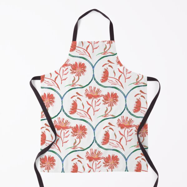 Item preview, Garden Gate Dahlia Daisy Ogee White and Red designed and sold by Dally-Dabble.