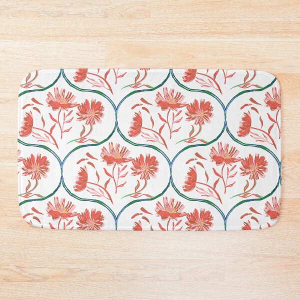 Item preview, Garden Gate Dahlia Daisy Ogee White and Red designed and sold by Dally-Dabble.