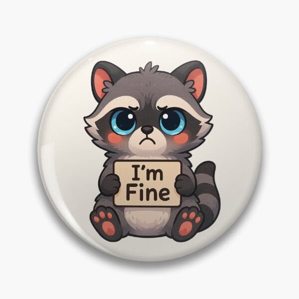 Item preview, Cute I'm Fine Raccoon Funny Mental Health Humor Design designed and sold by SweetLilith.