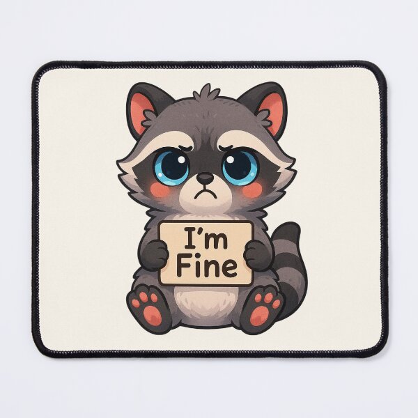 Item preview, Cute I'm Fine Raccoon Funny Mental Health Humor Design designed and sold by SweetLilith.