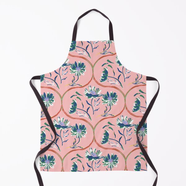 Item preview, Garden Gate Dahlia Daisy Ogee Pink and Blue designed and sold by Dally-Dabble.