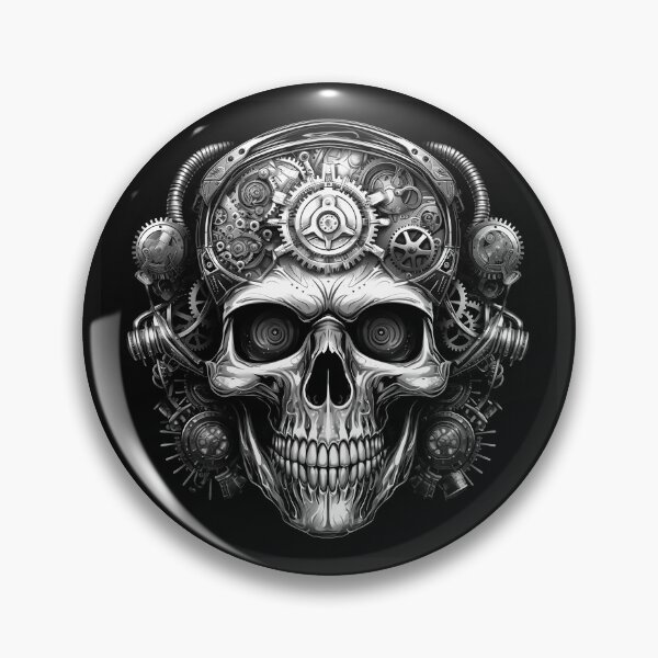 Item preview, Black and White Steampunk Skull Clockwork Art designed and sold by inkoutninja.