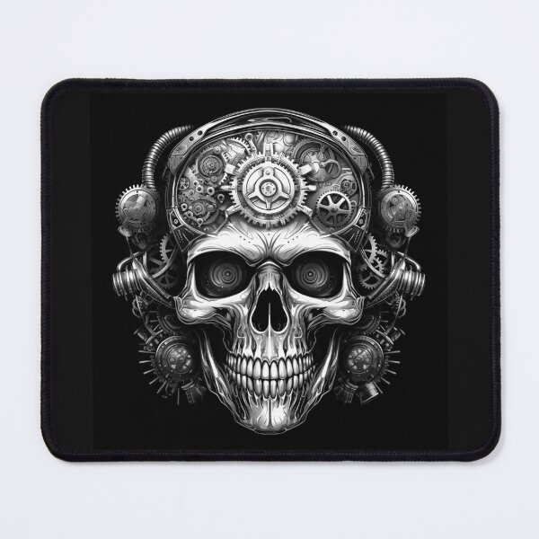 Item preview, Black and White Steampunk Skull Clockwork Art designed and sold by inkoutninja.