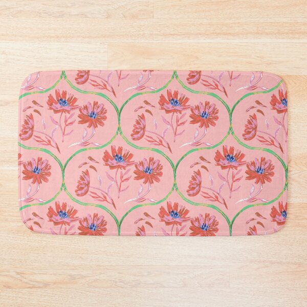 Item preview, Garden Gate Dahlia Daisy Ogee Pink and Red designed and sold by Dally-Dabble.