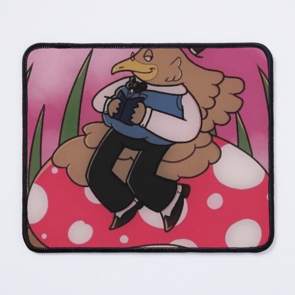 Item preview, Vintage Bird Gentleman Reading on Mushroom Cottagecore Art designed and sold by Fern-Finch.