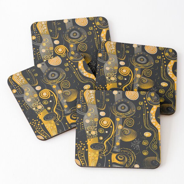 Aperçu de l'œuvre Des motifs sophistiqués dorés et noirs inspirés de Gustav Klimt créée et vendue par DEC02.