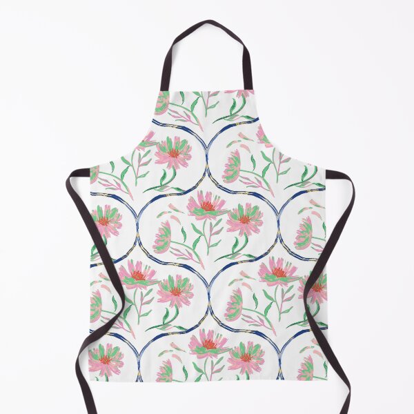Item preview, Garden Gate Dahlia Daisy Ogee White Pink Green designed and sold by Dally-Dabble.