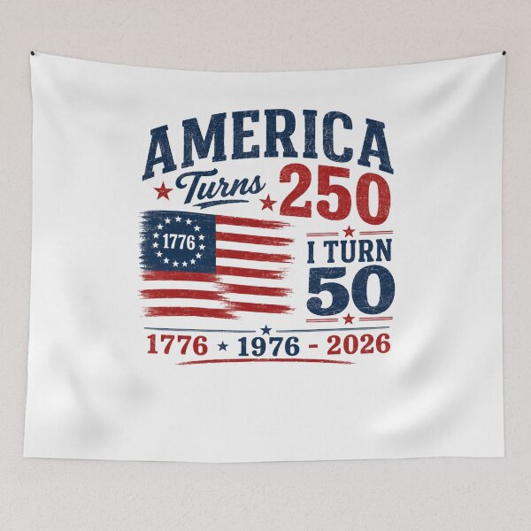 Item preview, America Turns 250 I Turn 50 1776 1976 2026 American Fiftieth Birthday Anniversary Patriot designed and sold by HumansStuck12.