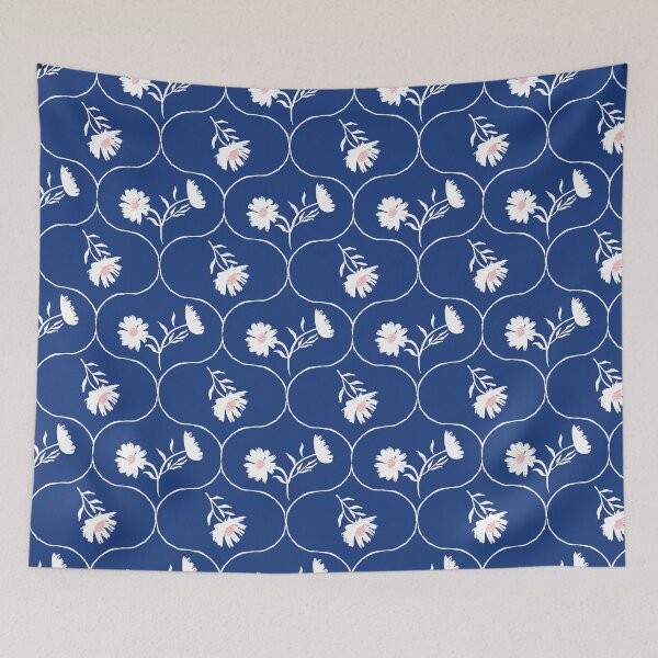 Item preview, Dahlia Daisy Ogee Blue and white designed and sold by Dally-Dabble.