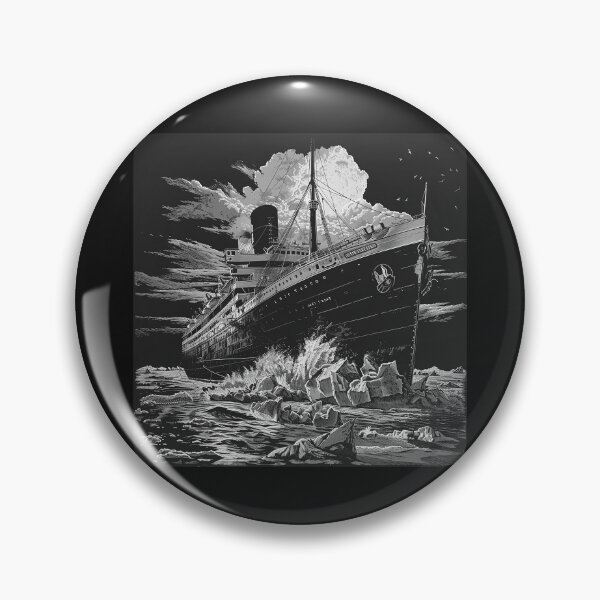 Item preview, Black and White Vintage Ocean Liner Iceberg Art designed and sold by inkoutninja.