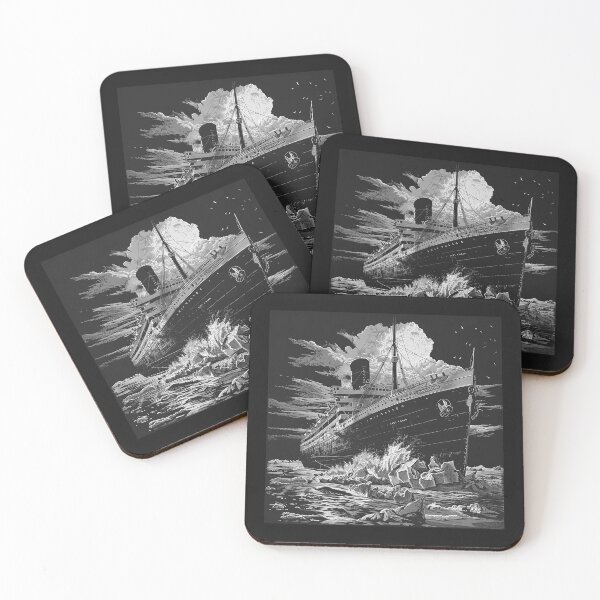 Item preview, Black and White Vintage Ocean Liner Iceberg Art designed and sold by inkoutninja.