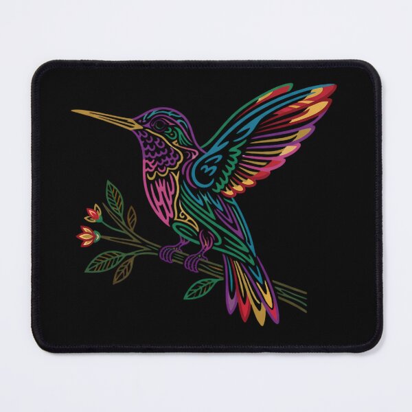 Item preview, Colorful Hummingbird on Branch – Red Gold Green Line Art designed and sold by digitalbob60.