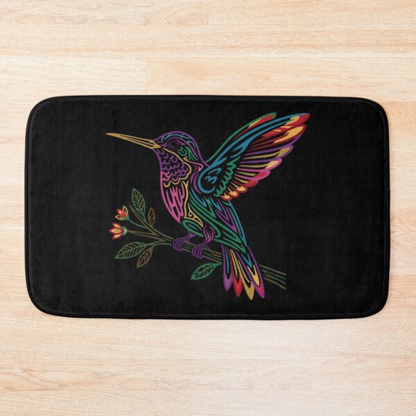 Item preview, Colorful Hummingbird on Branch – Red Gold Green Line Art designed and sold by digitalbob60.