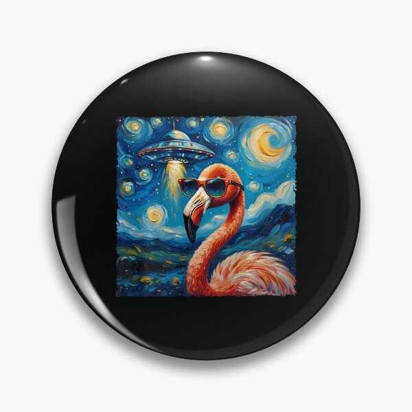 Item preview, Flamingo Van Gogh Style The Starry Night Alien UFO designed and sold by Littermin.
