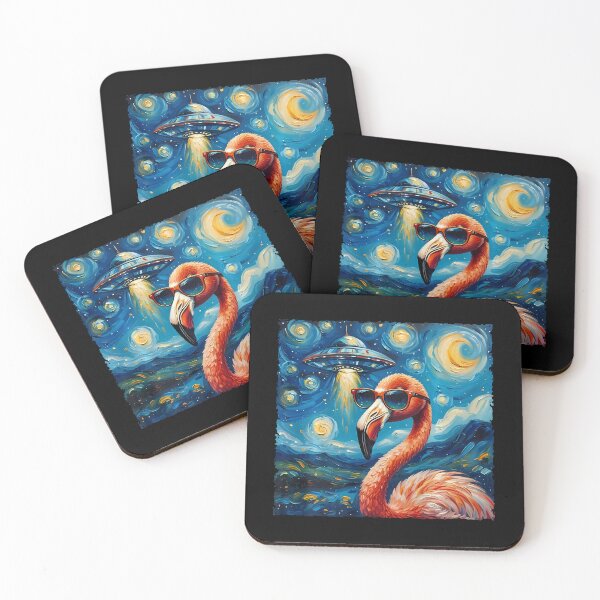 Item preview, Flamingo Van Gogh Style The Starry Night Alien UFO designed and sold by Littermin.