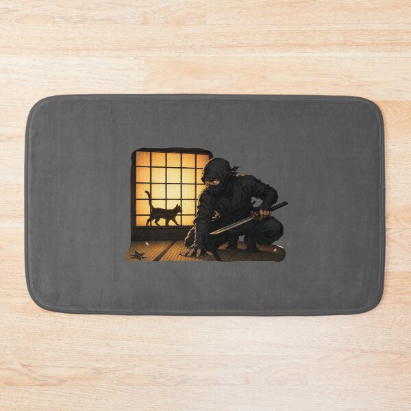 Item preview, Ninja Startled by Cat Shadow — Japanese Shoji Screen Art designed and sold by Aguri-tei.