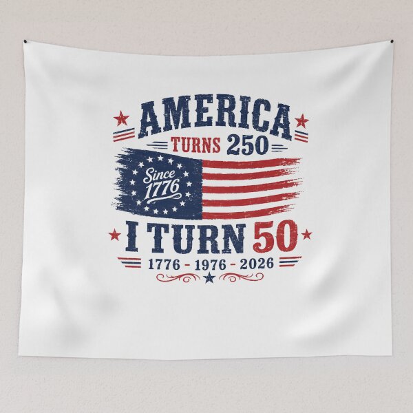 Item preview, America Turns 250 I Turn 50 Patriotic 50th Birthday 2026 American History Born 1976 designed and sold by HumansStuck12.